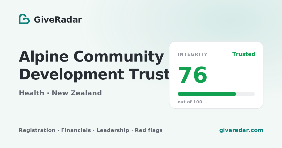 Alpine Community Development Trust (New Zealand) - Financials ...