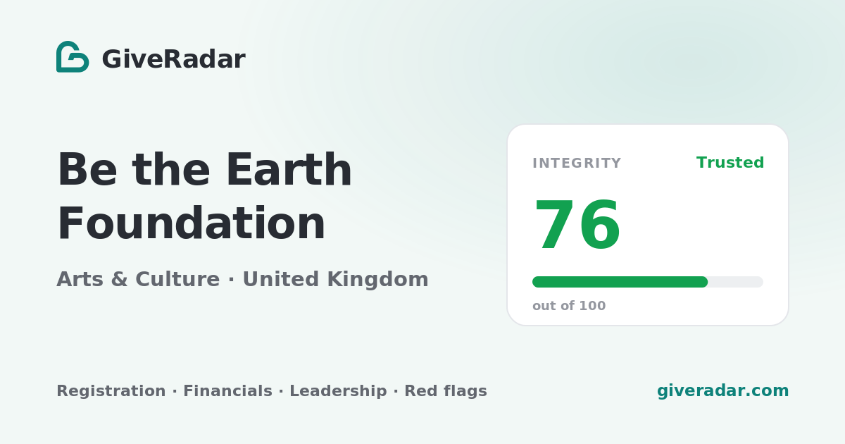 Be the Earth Foundation (United Kingdom) - Reviews, Financials & Donate ...