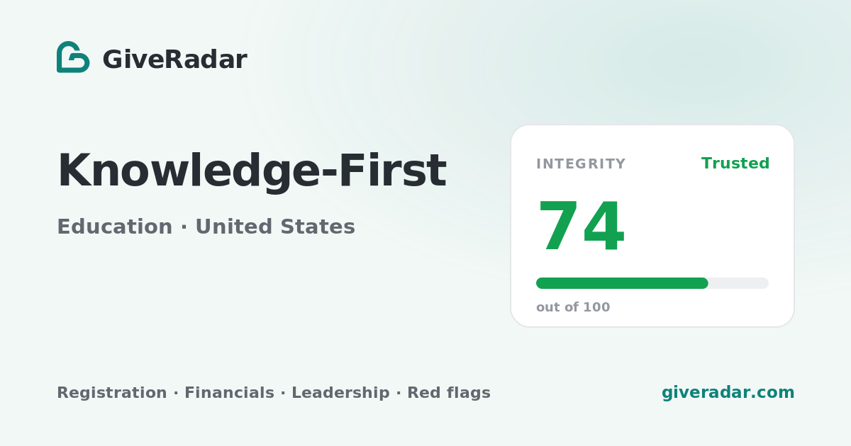 Knowledge-First (United States) - Reviews, Financials & Donate | GiveRadar